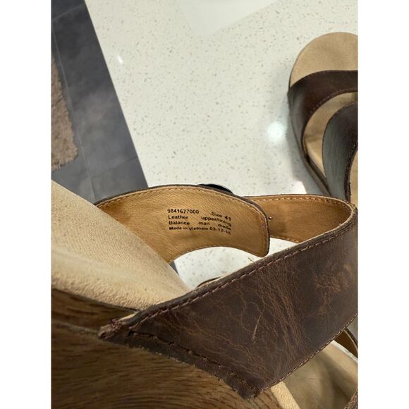 DANSKO Sophie Teak Vintage Sandals Brown Leather Buckle Slip Ons - Picture 5 of 5